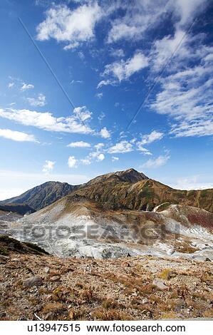 Stock Photography - Hell valley and Mt. Dainichi, Toyama Prefecture, Honshu, Japan. Fotosearch
