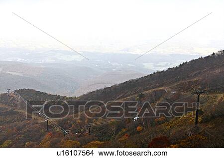 High Angle View of Cable Car at Adatara Mountain View Large Photo Image Picture - High Angle View of Cable Car at Adatara Mountain. Fotosearch