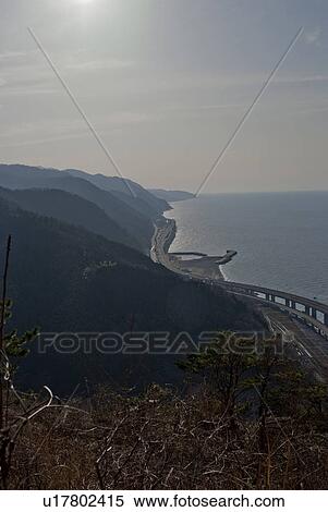 Stock Photography - Hokuriku National Expressway Running on Coast. Fotosearch