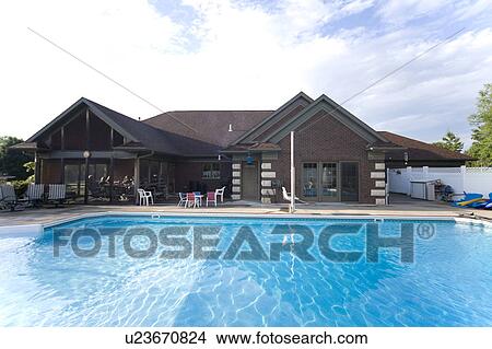 House with swimming pool, Iowa, USA View Large Photo Image Picture - House with swimming pool, Iowa, USA. Fotosearch