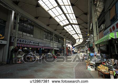 Stock Image - Indoor Shopping Street in Maebashi. Fotosearch