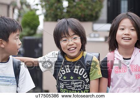 Kids walking home from elementary school, Japan View Large Photo Image Stock Photograph - Kids walking home from elementary school, Japan. Fotosearch