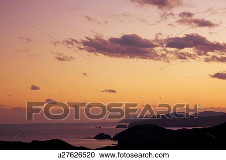 Stock Image - Kumano Nada sea at dusk, Mie Prefecture, Honshu, Japan. Fotosearch