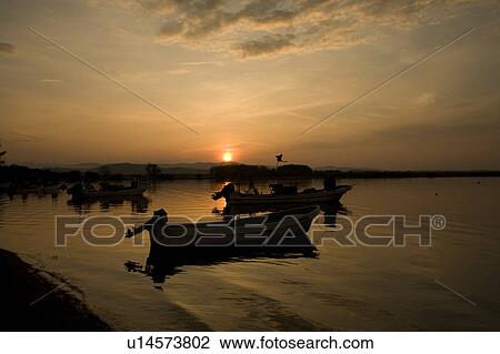 Stock Image - Lake Abashiri at dusk, Hokkaido Prefecture, Japan. Fotosearch