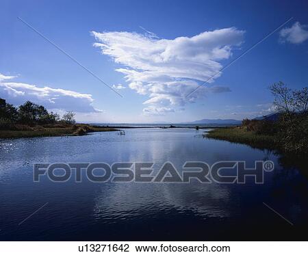Stock Image - Lake Biwa and Ado river, Shiga Prefecture, Honshu, Japan. Fotosearch