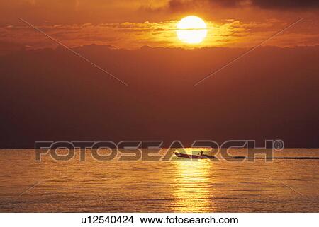 Picture - Lake Biwa at dawn, Shiga Prefecture, Honshu, Japan. Fotosearch