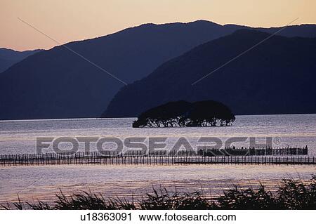 Lake Biwa at dusk, Shiga Prefecture, Honshu, Japan View Large Photo Image Stock Image - Lake Biwa at dusk, Shiga Prefecture, Honshu, Japan. Fotosearch