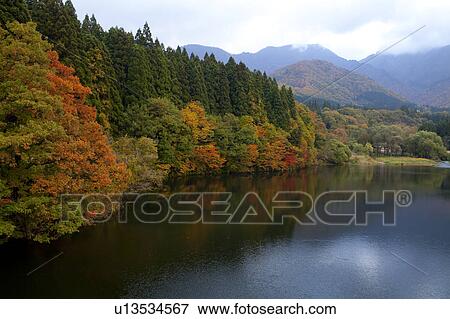 Stock Photo - Lake Daigenta-Ko in Autumn. Fotosearch