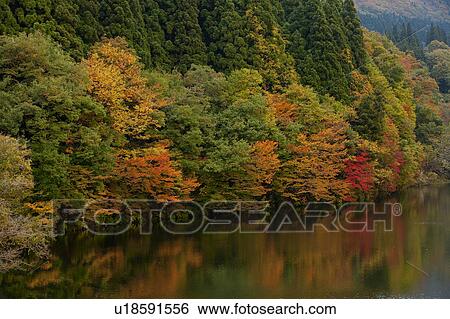 Stock Photograph - Lake Daigenta-Ko in Autumn. Fotosearch