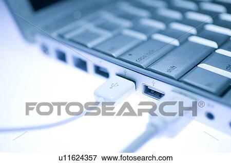 Stock Photo - Laptop and USB connection. Fotosearch