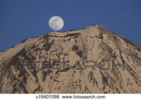 Moon Over the Snowcapped Mt. Fuji View Large Photo Image Stock Photo - Moon Over the Snowcapped Mt. Fuji. Fotosearch