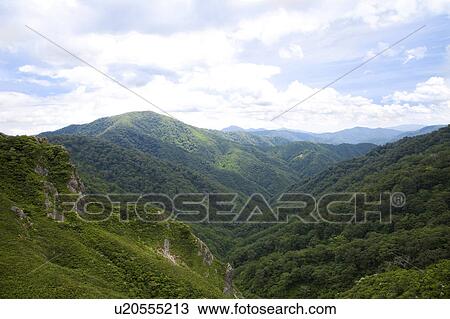 Stock Image - Mountain range, Fukui Prefecture, Honshu, Japan. Fotosearch