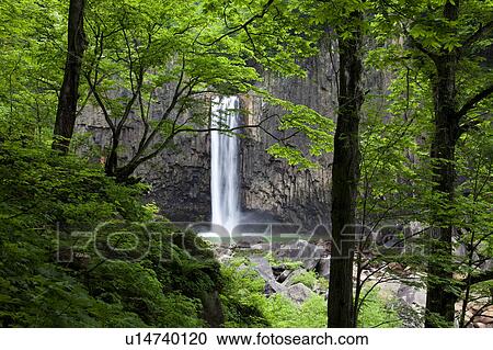 Stock Image - Naena Waterfall, Niigata Prefecture, Honshu, Japan. Fotosearch