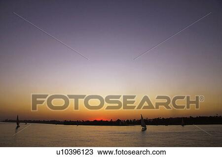 Stock Image - Nile river at dusk, Egypt. Fotosearch