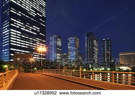 Office buildings at night, Osaka Prefecture, Honshu, Japan View Large Photo Image Stock Image - Office buildings at night, Osaka Prefecture, Honshu, Japan. Fotosearch