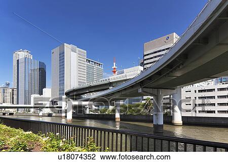 Office buildings, highway and Dojima river, Osaka Prefecture, Honshu, Japan View Large Photo Image Stock Image - Office buildings, highway and Dojima river, Osaka Prefecture, Honshu, Japan. Fotosearch