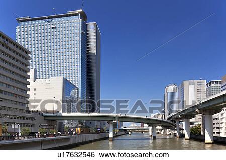 Office buildings, highway and Dojima river, Osaka Prefecture, Honshu, Japan View Large Photo Image Stock Photograph - Office buildings, highway and Dojima river, Osaka Prefecture, Honshu, Japan. Fotosearch