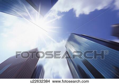 Picture - Office buildings, low angle view, Minato Ward, Tokyo Prefecture, Honshu, Japan. Fotosearch