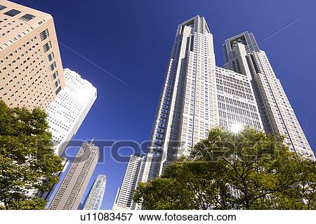 Stock Photo - Office buildings, low angle view, Shinjuku Ward, Tokyo Prefecture, Honshu, Japan. Fotosearch
