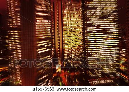 Stock Image - Office buildings, Shinjuku Ward, Tokyo Prefecture, Honshu, Japan. Fotosearch