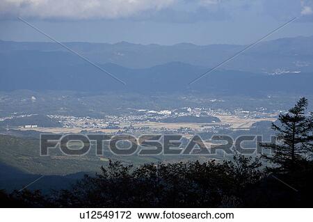 Stock Image - Otama Village Seen From a Hill. Fotosearch