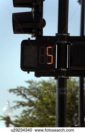 Stock Image - Pedestrian Crossing Sign, Chicago, Illinois, USA. Fotosearch