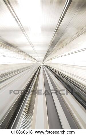 Stock Photo - Railroad track in motion, Tokyo Prefecture, Honshu, Japan. Fotosearch