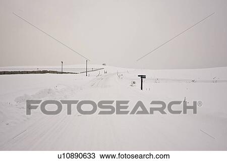 Road covered in snow, Hokkaido Prefecture, Japan View Large Photo Image Stock Image - Road covered in snow, Hokkaido Prefecture, Japan. Fotosearch