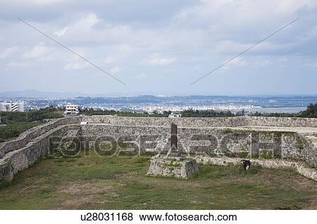 Stock Photo - Ruin of Nakagusuku castle and townscape, Okinawa Prefecture, Japan. Fotosearch
