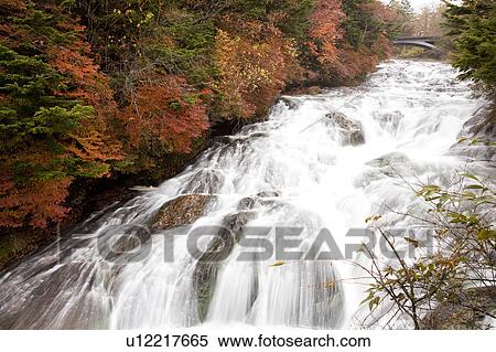 Stock Photography - Ryuuzu Waterfall in autumn, Tochigi Prefecture, Honshu, Japan. Fotosearch