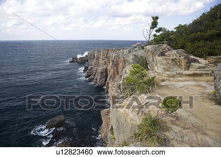 Stock Image - Sandanpeki Rock Cliff, Wakayama Prefecture, Honshu, Japan. Fotosearch