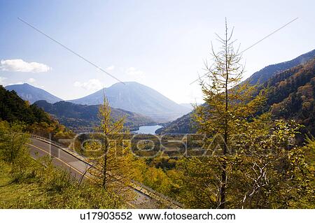 Stock Image - Senjo-ga-hara, Lake Yunoko and Mt. Dantai in autumn, Tochigi Prefecture, Honshu, Japan. Fotosearch