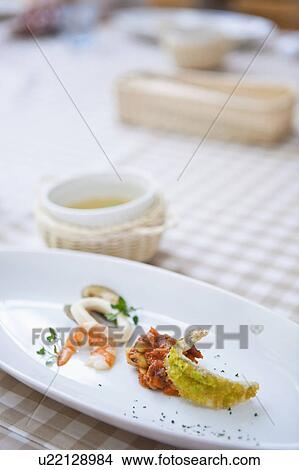 Picture - Shellfish Appetizer on Plate. Fotosearch