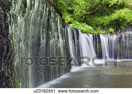 Stock Image - Shiraito waterfall, Nagano Prefecture, Honshu, Japan. Fotosearch