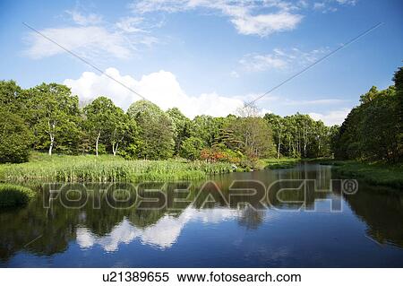Stock Photography - Suga Pond, Nagano Prefecture, Honshu, Japan. Fotosearch
