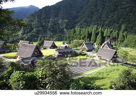 Suganuma thatched roof houses, Toyama Prefecture, Honshu, Japan View Large Photo Image Stock Photograph - Suganuma thatched roof houses, Toyama Prefecture, Honshu, Japan. Fotosearch