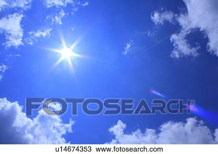 Stock Image - Sun in Blue Sky. Fotosearch