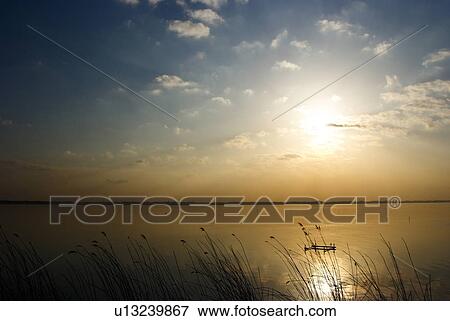 Sunset Over Lake View Large Photo Image Stock Photo - Sunset Over Lake. Fotosearch