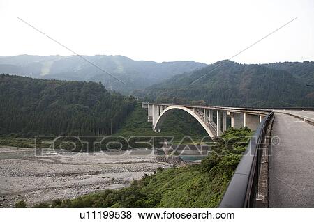 Stock Photo - Tateyama bridge, Toyama Prefecture, Honshu, Japan. Fotosearch