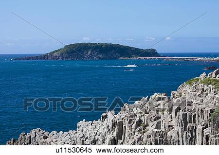 Tojinbo and Oshima Island, Fukui Prefecture, Honshu, Japan View Large Photo Image Stock Photography - Tojinbo and Oshima Island, Fukui Prefecture, Honshu, Japan. Fotosearch