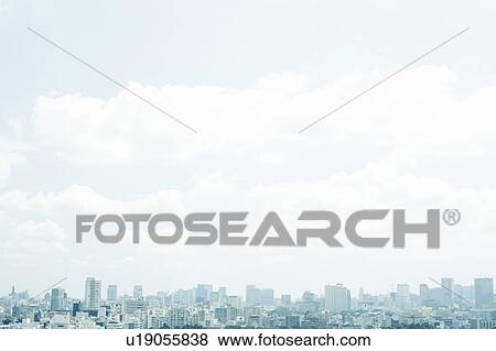 Stock Photo - Tokyo skyline viewed from Shinjuku, Tokyo Prefecture, Honshu, Japan. Fotosearch