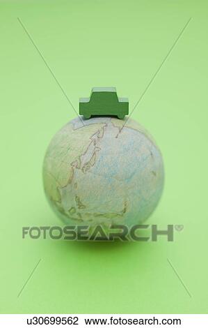 Toy Car on Wooden Globe View Large Photo Image Stock Image - Toy Car on Wooden Globe. Fotosearch