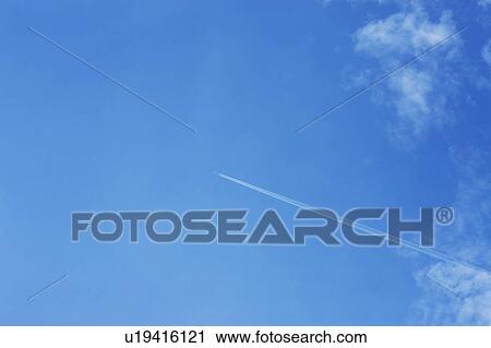 Stock Image - Vapor trail, Gunma Prefecture, Honshu, Japan. Fotosearch