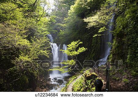 Waterfalls in the Mountain View Large Photo Image Picture - Waterfalls in the Mountain. Fotosearch
