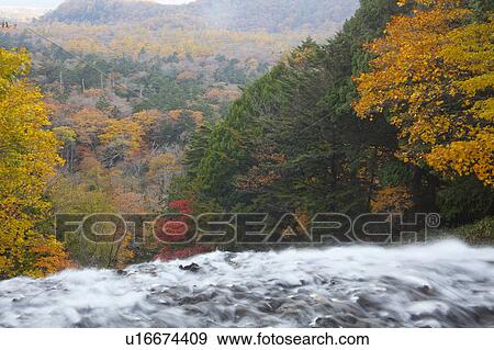 Yutaki Falls in Autumn View Large Photo Image Stock Photo - Yutaki Falls in Autumn. Fotosearch