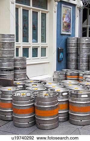 Early morning in Dublin: view of empty metal beer kegs lined up on street outside pub in Dublin, Southern Ireland View Large Photo Image Stock Image - Early morning in Dublin: view of empty metal beer kegs lined up on street outside pub in Dublin, Southern Ireland. Fotosearch