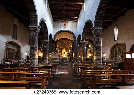 Interior Of Romanesque Church Of San Giacomo Showing Side
