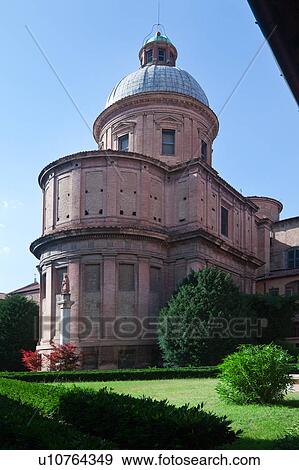 Stock Photo - View from cloisters of dome and apse of church of San Domenico, Bologna, Italy. Fotosearch