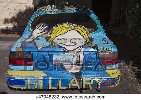 Arizona, Bisbee, April 6, 2015, Hillary Car, custom car promoting 2016 Presidential Election View Large Photo Image Stock Image - Arizona, Bisbee, April 6, 2015, Hillary Car, custom car promoting 2016 Presidential Election. Fotosearch
