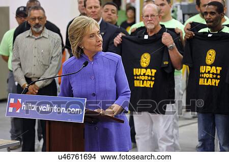 HENDERSON, NV - OCTOBER 14, 2015: Democratic U. S. presidential candidate & former Secretary of State Hillary Clinton listens to question at International Union of Painters and Allied Trades (IUPAT) training center View Large Photo Image Picture - HENDERSON, NV - OCTOBER 14, 2015: Democratic U. S. presidential candidate & former Secretary of State Hillary Clinton listens to question at International Union of Painters and Allied Trades (IUPAT) training center. Fotosearch